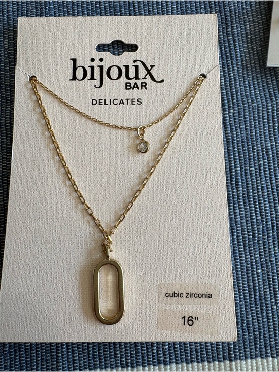 Bijoux Jewelry - ⭐️ Bijoux Bar Gold Layered Necklace with Sparkling CZ Oval Pendant